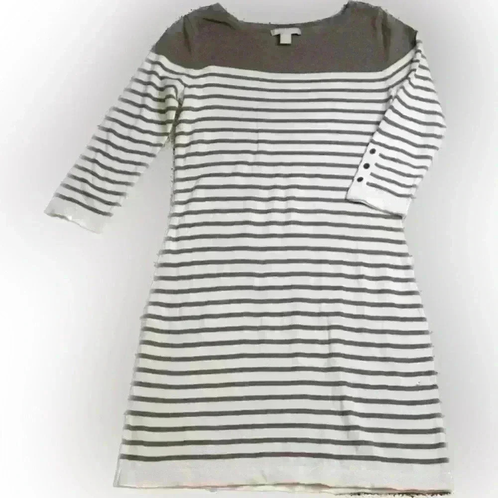 Banana Republic Tan Striped Dress Medium